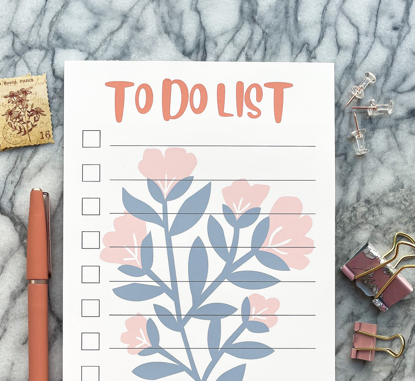 Floral Bloom To Do List Notepad
