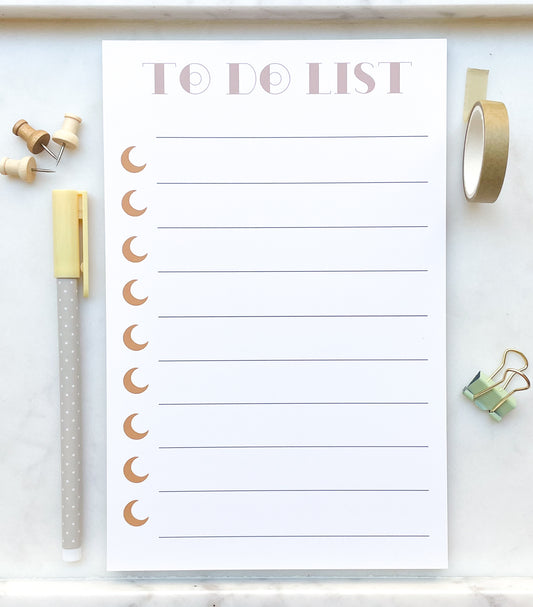 Crescent Moon To Do List Notepad