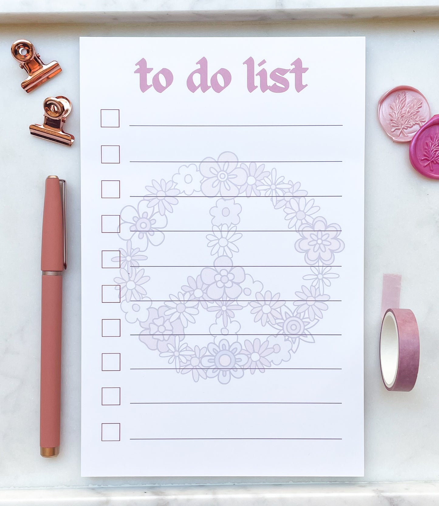 Floral Peace Sign To Do List