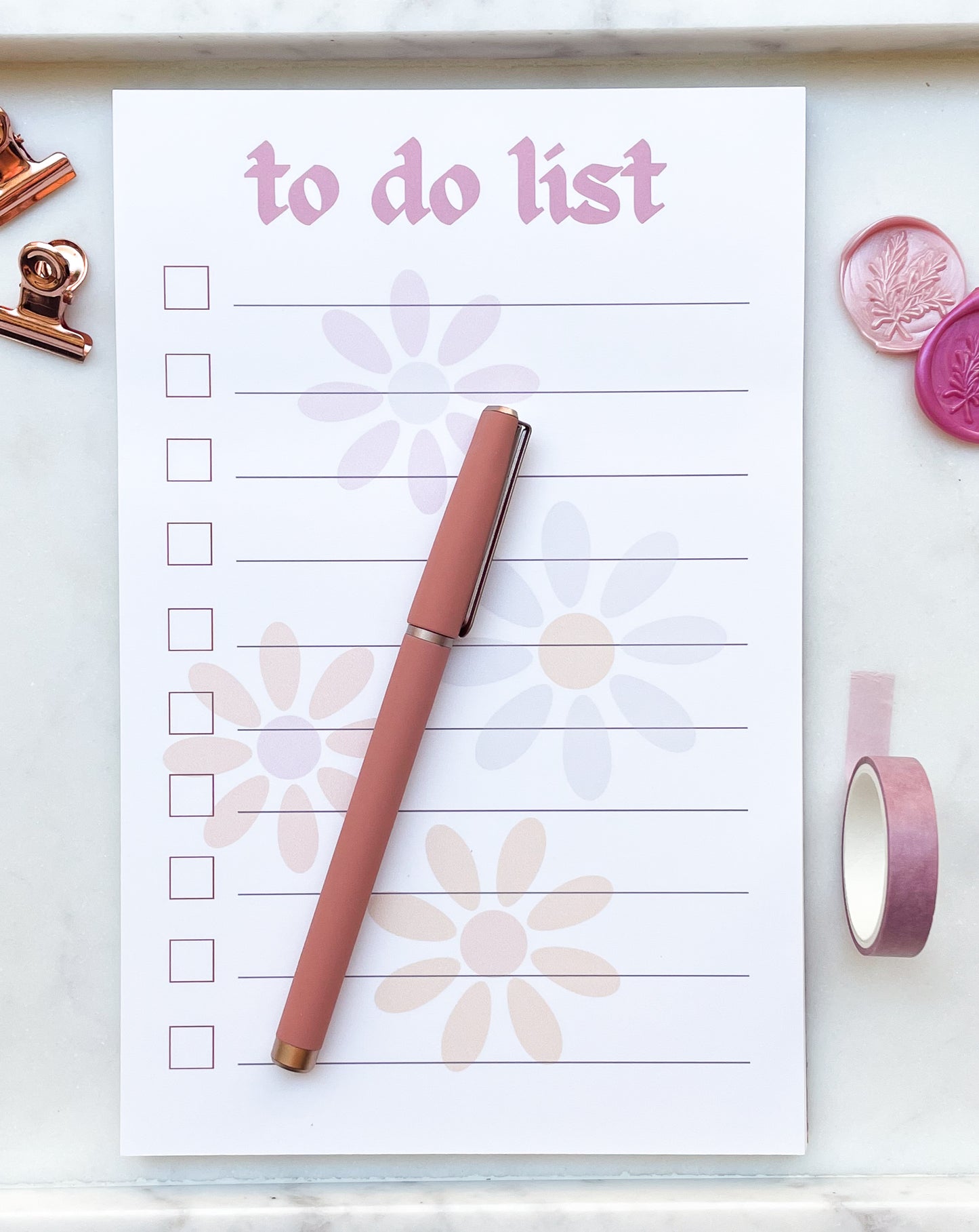 Pastel Flower To Do List Notepad