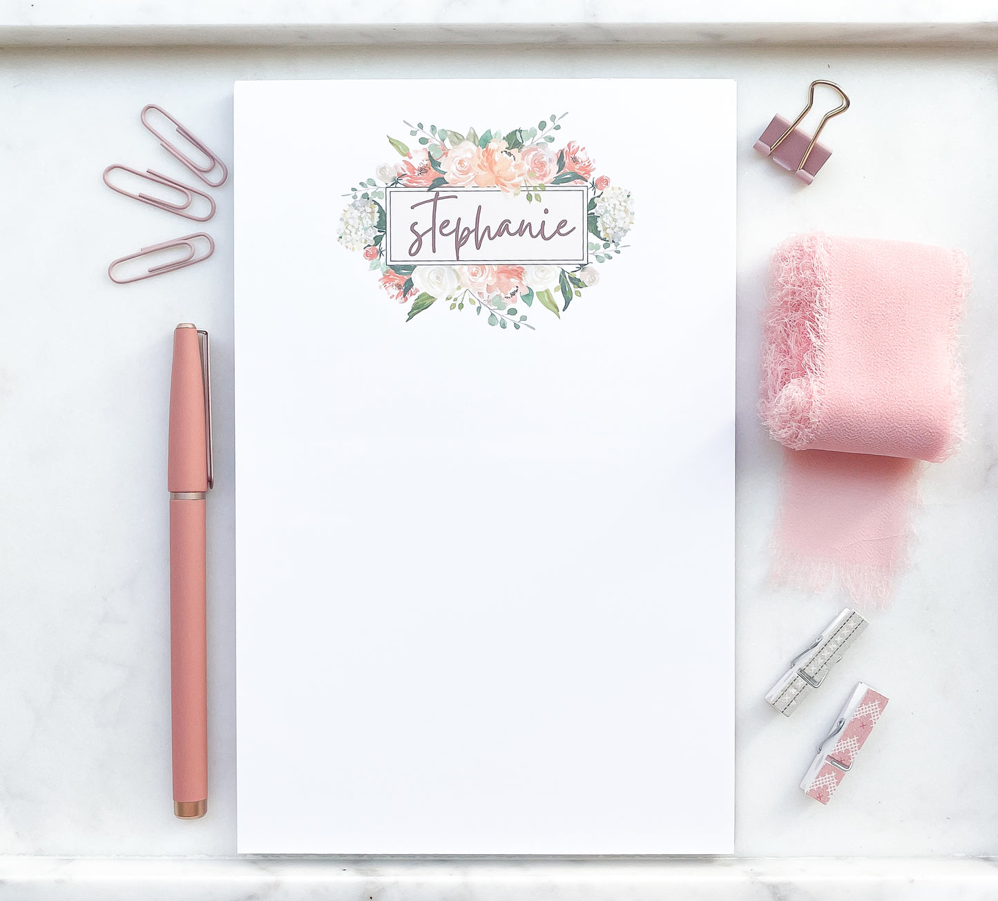 Personalized Floral Frame Notepad