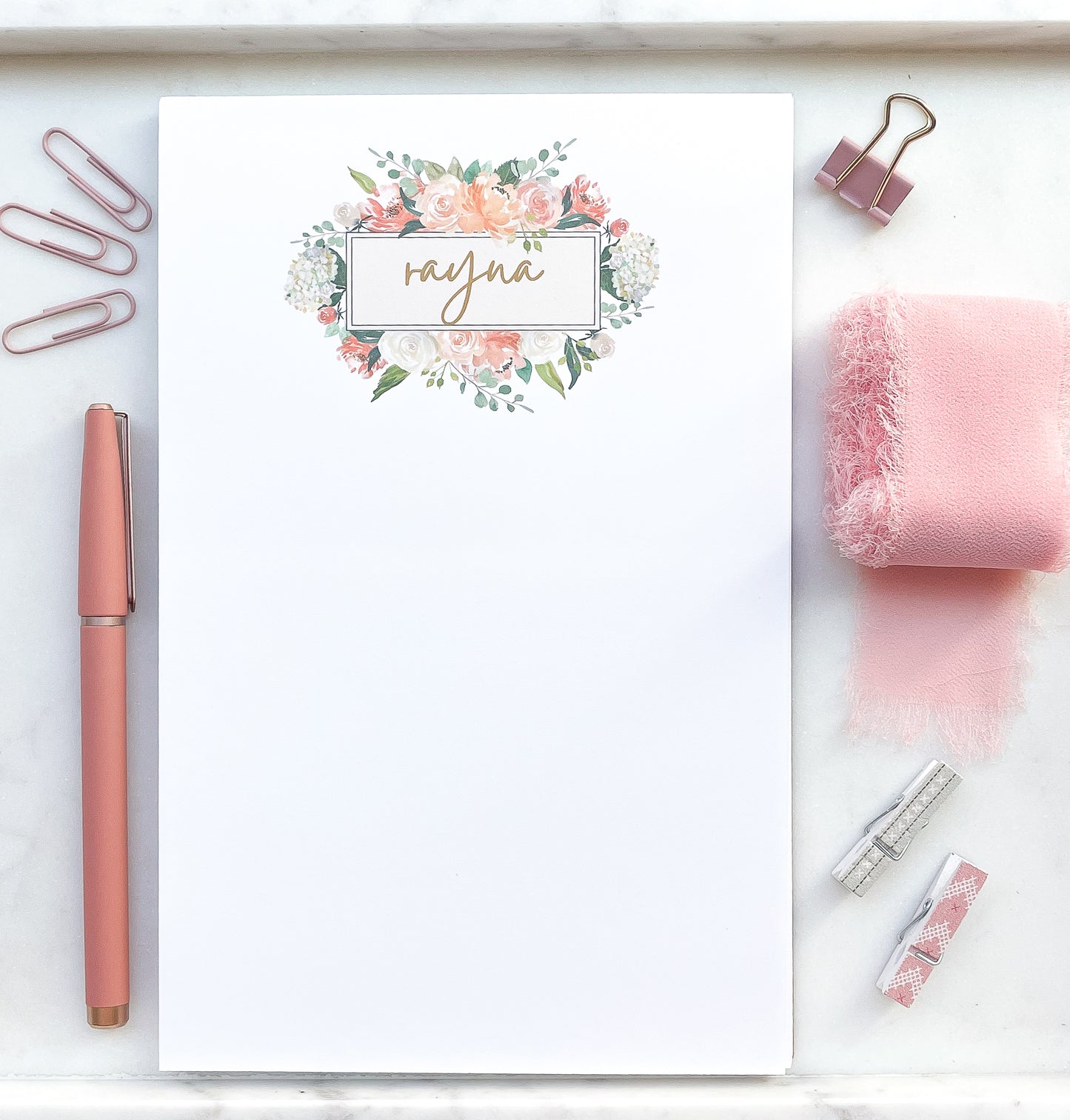 Personalized Floral Frame Notepad