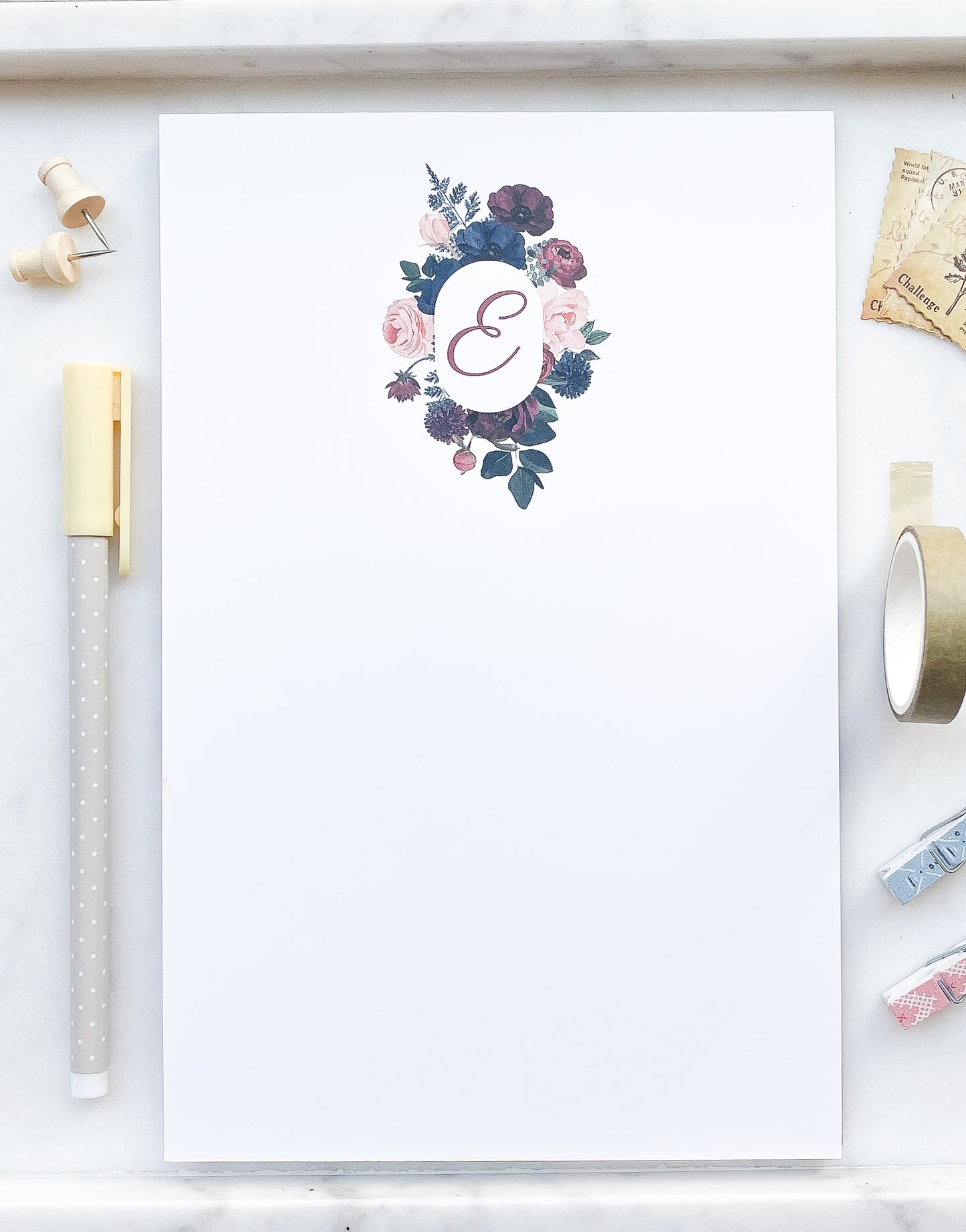 Bold Floral Letter Notepad