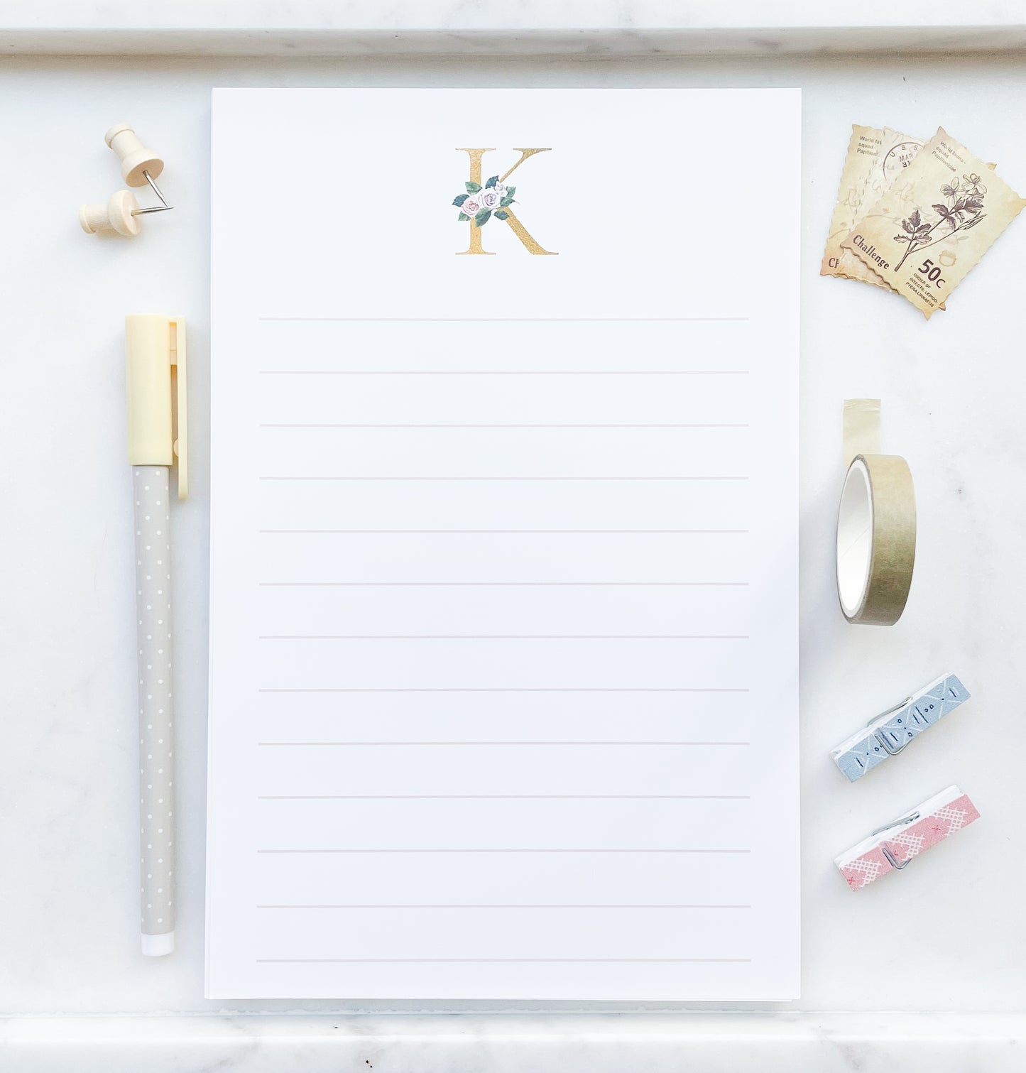 Personalized Gold Foil Letter Notepad